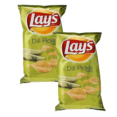 Lay's DILL PICKLE Flavored Potato Chips, 7.75 Oz. Lays Snacks (Pack of 2)