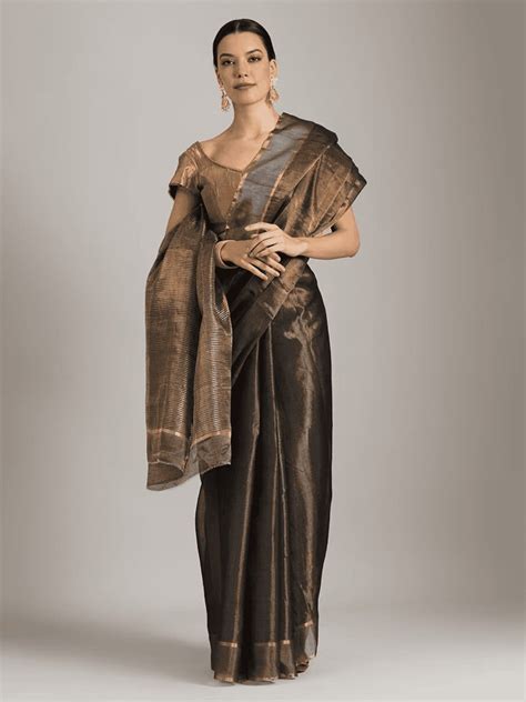 Chanderi Silk Saree - Gold – Charkha Tales