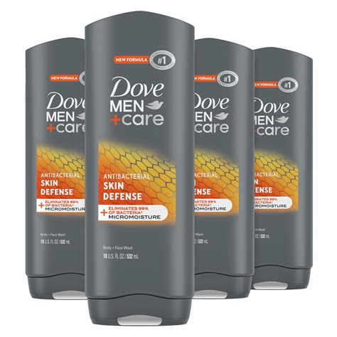 Dove Men+Care Body Wash STF9 Skin Defense 4 Count For Smooth and ...