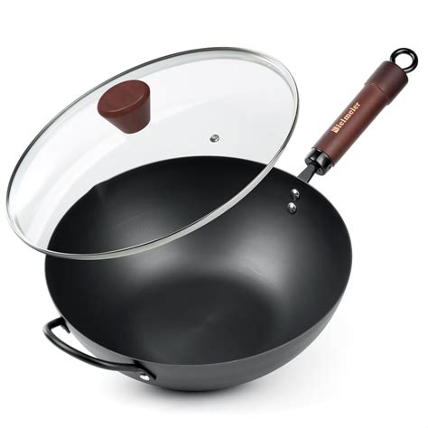 Amazon.com: Xdvdv Carbon Steel Wok with Lid - 13.5" Woks & Stir-Fry ...