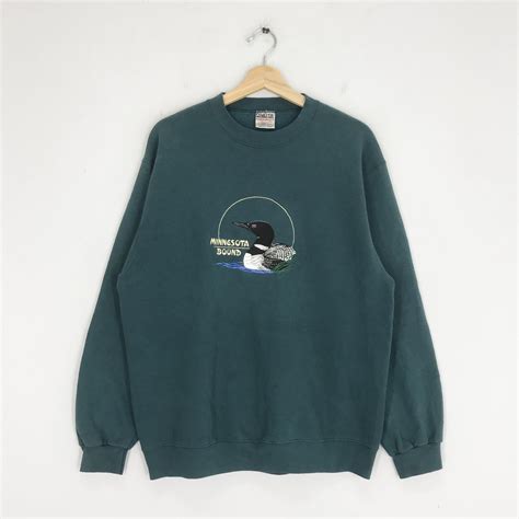 Vintage 1990s Minnesota Bound Green Sweatshirt Minnesota Embroidery ...