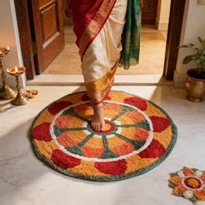 Buy SIGNET DECOR Round Festive Door Mat for Home Entrance | Rangoli ...