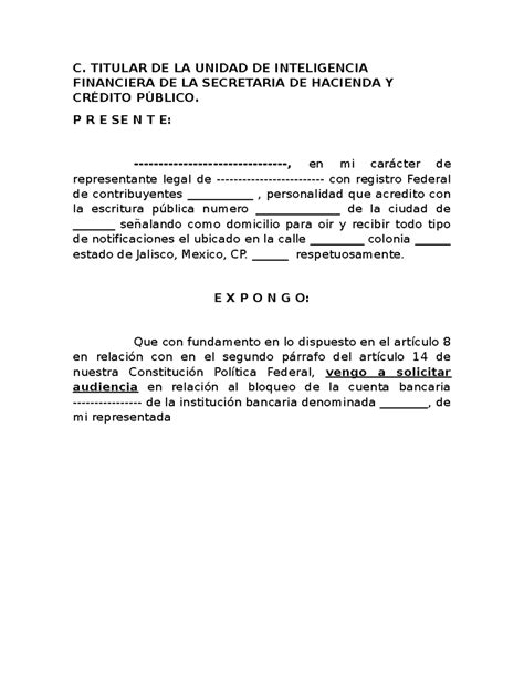 Solicitud de Audiencia a la UIF - Caso 2 - Studocu