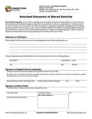 Notarized Statement of Shared Domicile - Blank Fillable Template | Fill ...