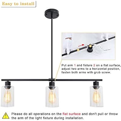 Buy LJHhowe Black Pendant Light Fixtures with Glass Shade 3 Lights ...