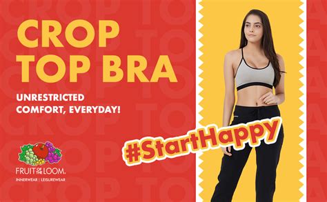 Buy Fruit of the Loom Super Soft Cotton Crop Top Bra for Women | Double ...