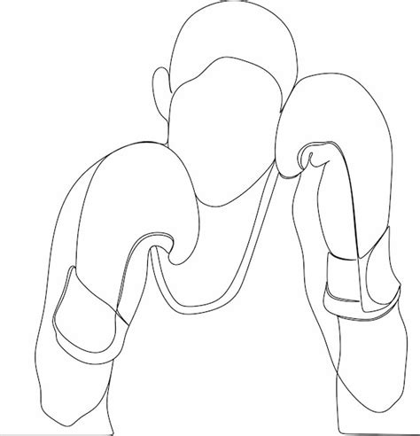 Desenho linear abstrato de um boxeador | Vetor Premium