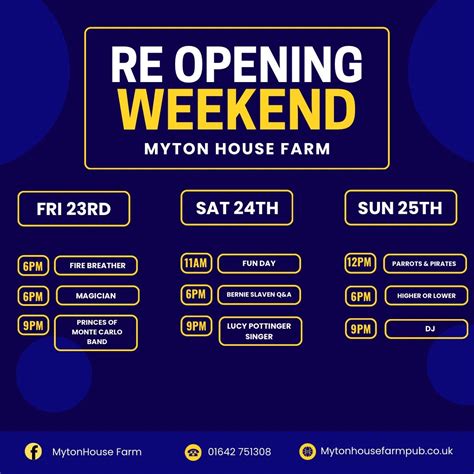 RE OPENING WEEKEND PARTY 🎉 , The Myton House Farm, Yarm, 23 May to 25 ...