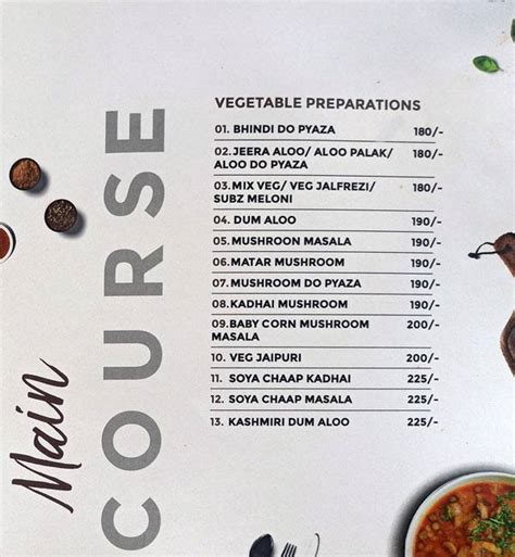 Menu at Santript, Kota