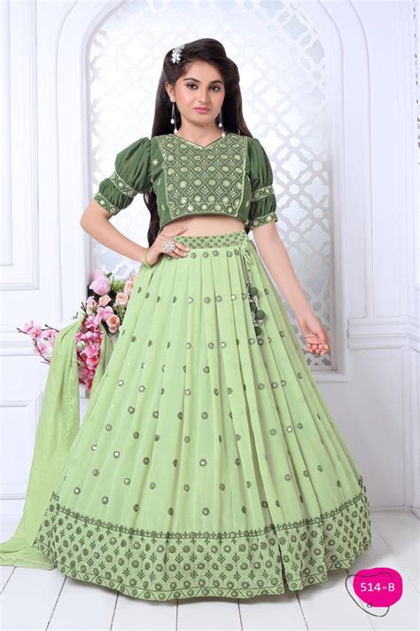 Light Green Embroidered Lehenga Choli for Girls – Festive Wear – Inayah ...