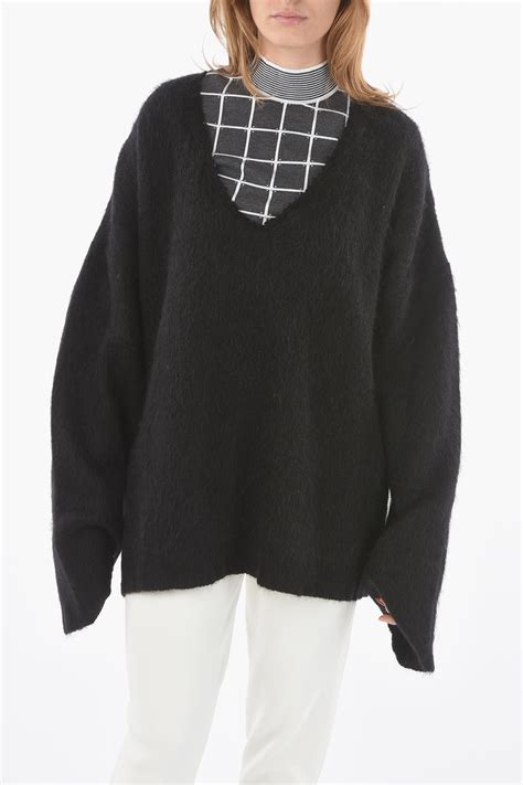 Raf Simons Boiled-wool Oversized V-neck Sweater women - Glamood Outlet