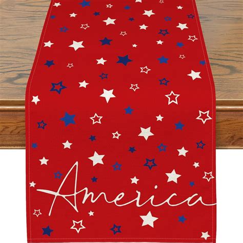 Patriotic Table Runner, 4th of July Decorations for Home Star Memorial ...