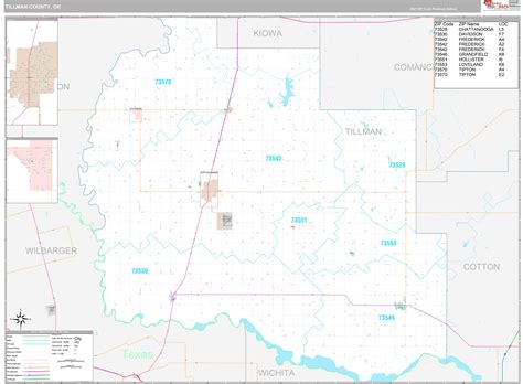 Tillman County, OK Wall Map Premium Style by MarketMAPS - MapSales