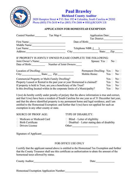 SC Application for Homestead Exemption Form - Fill Online, Printable ...