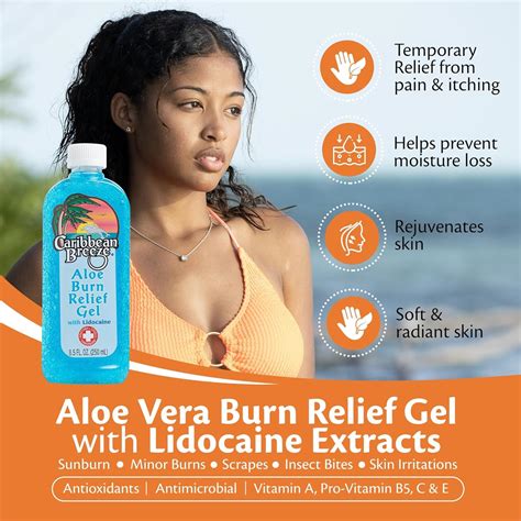 Caribbean Breeze Aloe Burn Relief, Citrus Aloe Vera Gel for Sunburn ...