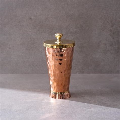 Buy P-TAL Tumbler with Lid Serving Copper Glass with Brass Lid Tamba ...