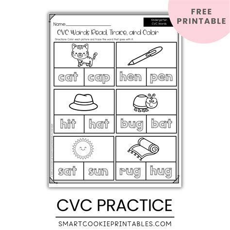 Kindergarten Cvc Words Printable CVC Word Worksheets For Preschool And