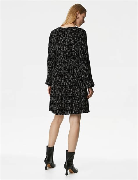 Buy Printed V-Neck Mini Tiered Dress at Marks & Spencer