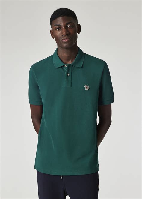 Men's Dark Green Organic Cotton Zebra Polo Shirt