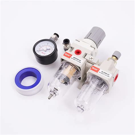 Buy RIH Pneumatics 1/4 NPT Compressed Air Filter Regulator Lubricator ...