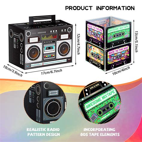 Buy 8 Pieces 80's Party Decorations Include 4 Pieces 80s Theme Boom Box ...
