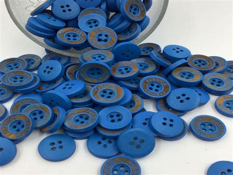 Blue 4 Hole Wooden Buttons