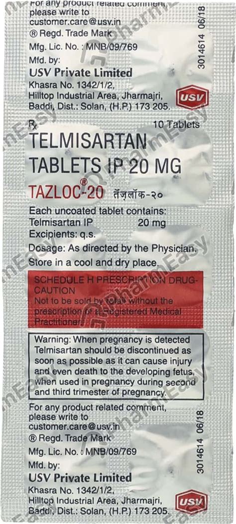Tazloc 20 MG Tablet (10): Uses, Side Effects, Price & Dosage | PharmEasy
