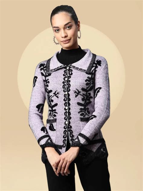 Light Purple Floral Knitted Cardigan – Global Republic