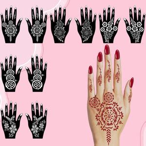 voorkoms Beautiful Henna Combo Mehndi Stencil Sticker Pack For Both ...