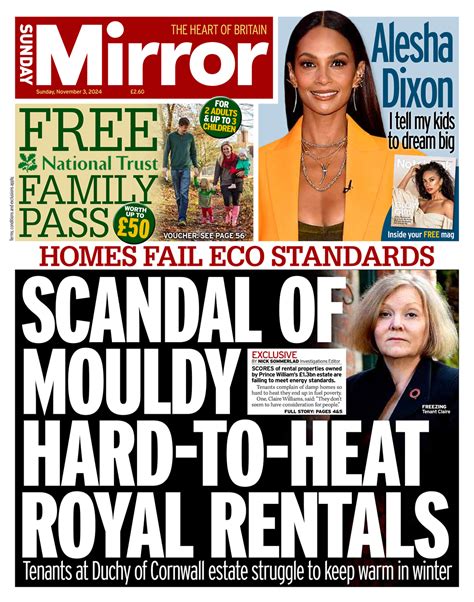 Sunday Mirror Front Page 3rd of November 2024 - Tomorrow's Papers Today!