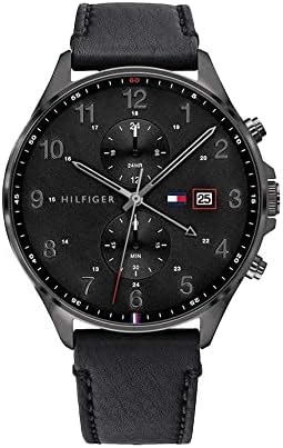 Tommy Hilfiger Quartz Analog Black Dial Leather Strap Watch for Men ...