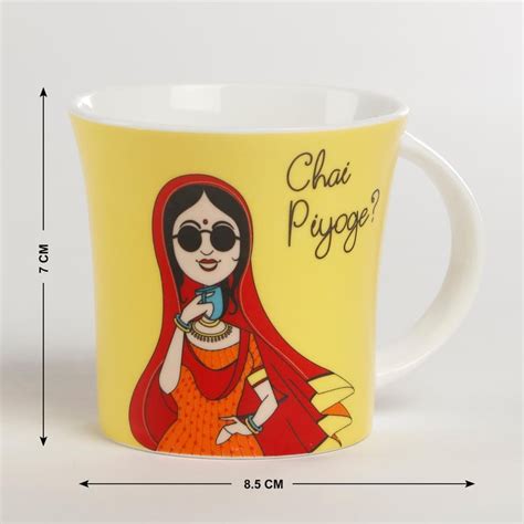 Buy Showstopper Indie Pop Eminence Bone China Mug with Tray - Set of 6 ...