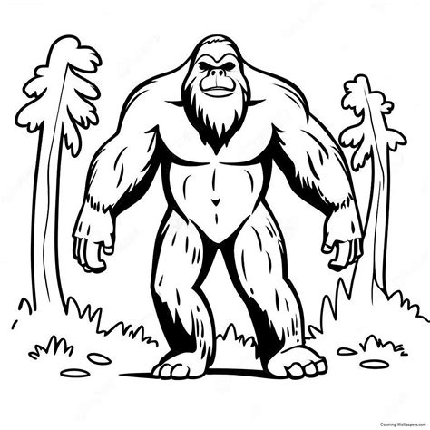 Bigfoot Coloring Page Printable Pdf