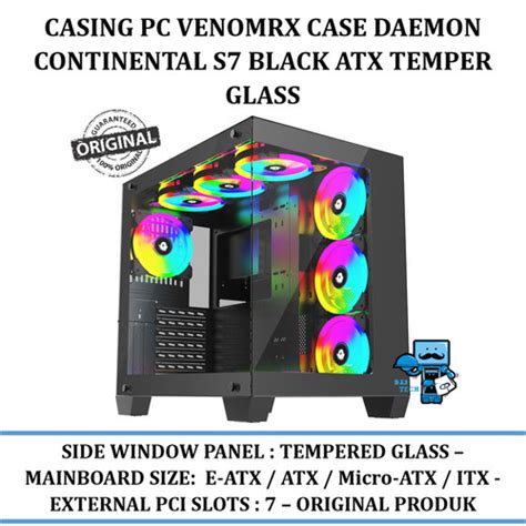 Promo Casing Pc Venomrx Case Daemon Continental S7 Black Atx Temper ...