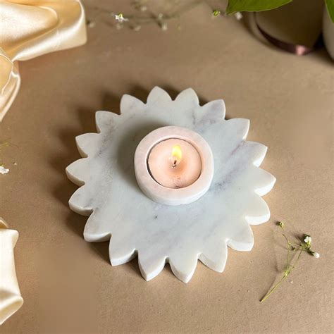 Marble Sunflower Shaped tea light Holder – HOMEARTE INDIA