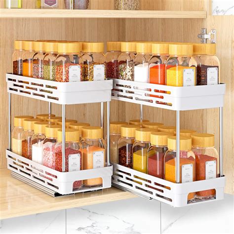 Amazon.com: Pull Out Spice Rack Organizer for Cabinet, 2 Pack Slide Out ...
