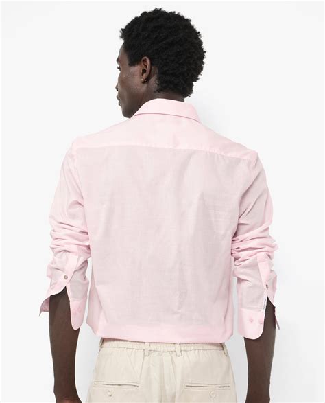 Rare Rabbit Men's Fullsleen Pastel Pink Cotton Plain Regular Fit Full