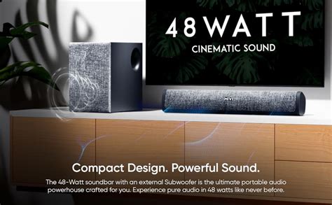 Mivi Fort Q48 Soundbar with subwoofer, 48 Watts, 2.1 Channel with 2 in ...