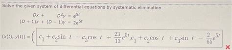 Image result for Solve System of Differential Equations Elimination Using Operators