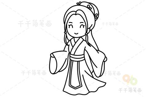 古代美女简笔画教程_古代人物简笔画