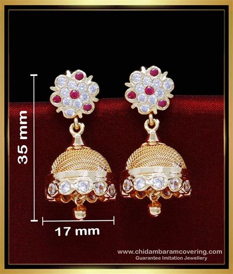 Buy Latest Impon Stone Jhumka Design Gold Earrings Collection