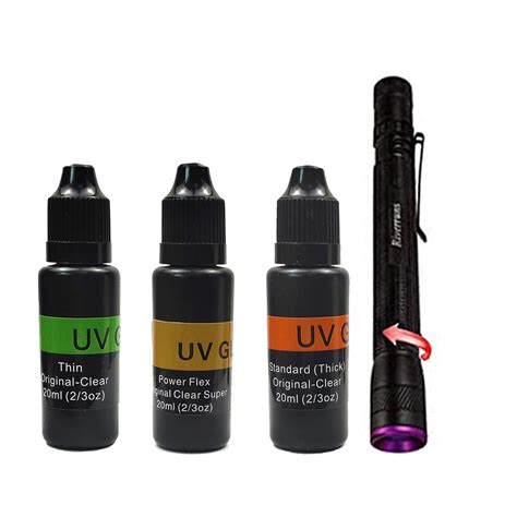 Riverruns UV Clear Glue Thick Thin Flew+UV Power 395nm Zoomable Pen ...