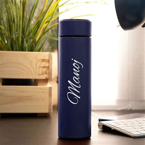 Temperature Bottle With Name - Navy Blue