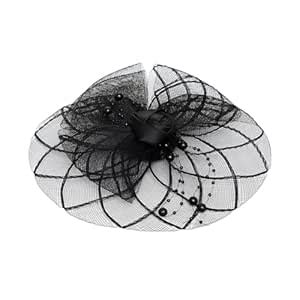 Radhu & Kabby Fascinator Hat for Women | Black Hat with Pearl & Mesh ...