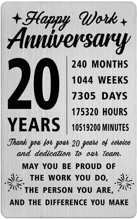 Amazon.com : Richesele 20th Work Anniversary Cards - Happy 20 Year Work ...