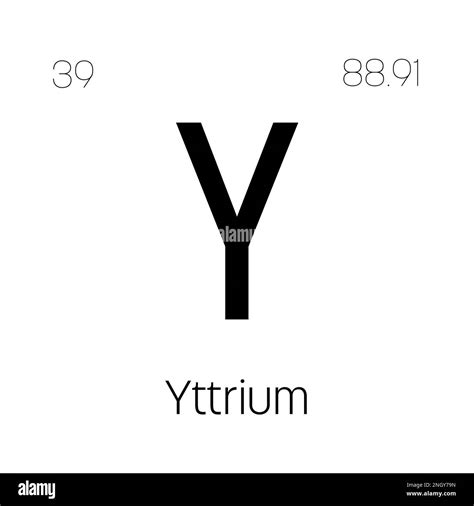 Yttrium, Y, periodic table element with name, symbol, atomic number and weight. Rare earth metal ...
