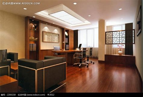 中式老总办公室装修效果图_岚禾办公室设计