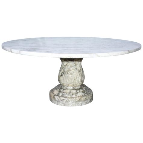 Round Marble Top Ornate Carved Mahogany Base Coffee Table For Sale at ...