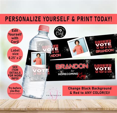 Homecoming VOTE Water Bottle Labels Any Color Homecoming - Etsy