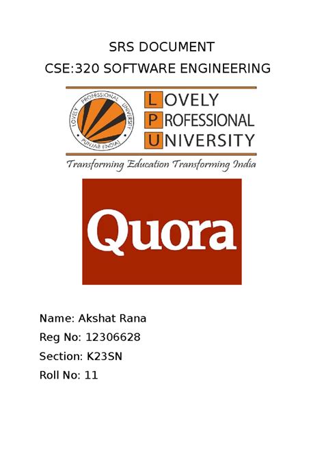 SRS Document - SRS OF QUORA WITH EACH FEATURE EXPLAINED IN DETAIL ...